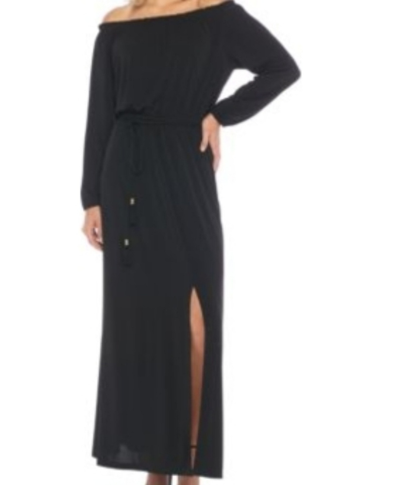 Nine West 3/4 Sleeve Off Shoulder Belted Maxi